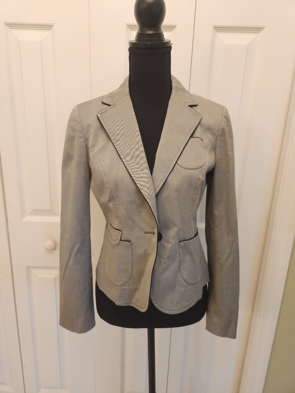 Loft Tailored Women's Gray And Black Blazer Jacket